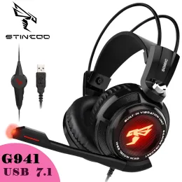 Hörlurar/headset Somic Gaming Headset 7.1 Virtuellt surroundljud hörlurar med mikrofon Stereo -hörlurar vibrerar för PC -dator bärbar dator G941