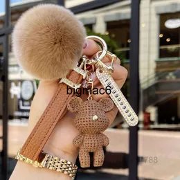 Keychains Lanyards Keychain designer key chain luxury bag charm female cute bear car key ring fashion fur ball pendant male trendy accessories