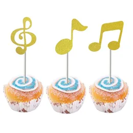 Cupcake 6st/Set Music Note Cake Infoged Card Paper Notes Inserts Cards Baking Decoration Festival Party Anniversary Decor Drop Del Dhkmq