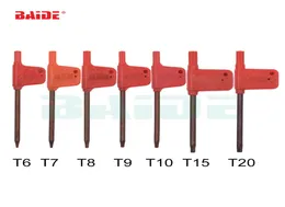 T6 T7 T8 T9 T10 T15 T20 Torx-Schraubendreher Schraubenschlüssel Schlüssel Kleine rote Flagge Schraubendreher Werkzeuge 200pcslot2565552