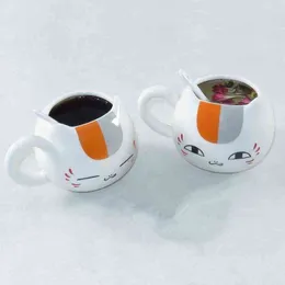 345 ml Kreatywna Książka Przyjaciół Natsume Nyanko sensei kawiarnia twarz urocza katroon Ceramiczny biały kot Belly Puchar Herbaty Kubek Gif249z