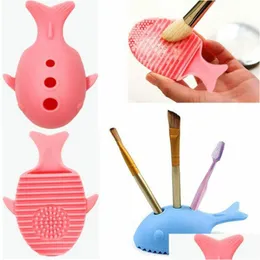 Makeup Brushes Cute Whale Sile Dual Makeup Brush Cleaner Tool And Stand Cleaning Drop Delivery Health Beauty Makeup Makeup Tools Acces Dhq6Z