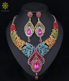 Modna biżuteria ślubna Zestawki Naszyjnik Wedding Naszyjnik do narzeczonych Akcesoria Gold Kolor Crystal Indian Women Dekoracja 9530554
