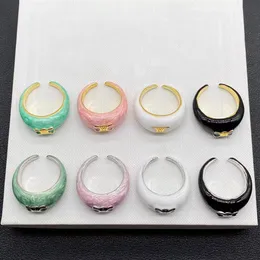 2024 NOVO CLASSICS Designer Ring 18K Gold Silver Candy Color esmalte anéis para moda masculina amante no engajamento Ajuste Casal Ajuste Ring Jewelry Gift