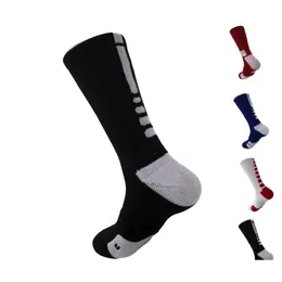 Herrensocken 2 Stück 1 Paar Socken USA Professional Elite Basketball Terry Langes Knie Athletischer Sport Männer Mode Kompression Thermo Winter Dhh4R