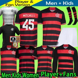 24 25 koszulki piłkarskie Flamengo 2024 2025 FANS Wersja Mężczyzn Mężczyźni Kobiety piłkarskie Kostki dla dzieci Camisa de Futebol długie rękawie Pedro Diego Gerson Gabi Lorran Pulgar