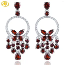 Brincos pendurados natural vermelho garnet sólido prata esterlina feminino brinco 5.8 quilates genuíno birthstone romântico estilo requintado casamento