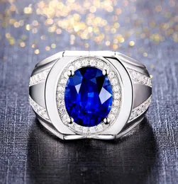 Sapphire gemstones blue crystal rings for men women zircon diamonds white gold silver color argent jewelry bijoux band gifts7003874