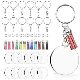 Keychains 40pcs Round Acrylic Keychain Blanks Set Including Clear Circle Blank Key Rings Tassels Jump Chain For DIY Crafts