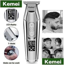 Clippers Trimmer Kemei Professionelle elektrische Haarschneider Trimmer für Männer LCD-Display Schneiden Hine Clipper Rasierer Bartschneider 2 Dhh8X