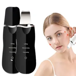 Flaskor BJI Ultrasonic Facial Skin Scrubber Face Cleaning Spatula Blackhead Remover Dead Skin Peeling Facial Cleanser Massager för ansikte