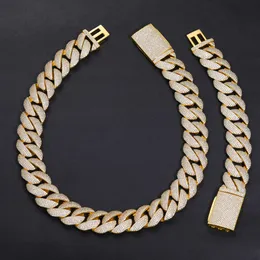 Luxury Bling Rappers Hip Hop Jewelry 23mm 925 Sterling Silver 5 Rows Vvs Moissanite Iced Out Thick Cuban Link Chain Necklace