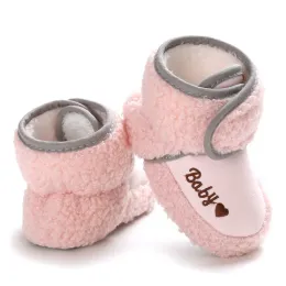 Outdoor Unisex Baby Shoes Autumn Winter Love Pattern Decoration Velvet Warm Cute Toddler Shoes Boots