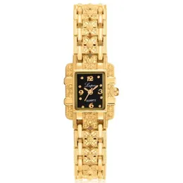 Gold Bracelet Watch Women Luxury Stainless Steel Retro Quartz Wristwatches Elegant Womens Dress Watches Small Square Dial Clock226t
