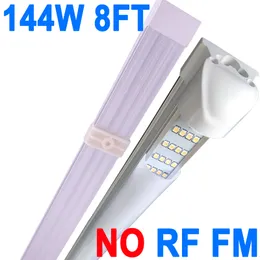 144W 8ft LEDショップライト、144000LM 6500K超明る白、リンク可能な天井照明器具、4列統合T8 LEDチューブライトワークベンチ（25パック）キャビネットクレスチ