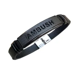 AMBUSH Titan Stahl Leder Armband Armreif Hip Hop Handgefertigt Original Modeschmuck Für Casual Männer Frauen Paare Party Geschenke2653835