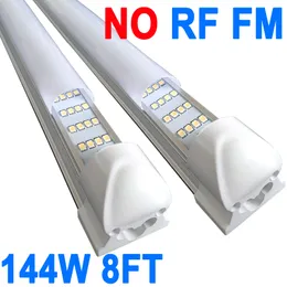 8Foof LED Shop Light Fixture, 144W T8 Integrated Tube Lights,6500K High Output Milky Cover, 4 Rows 270 Degree Lighting Warehouse, Upgraded Lights Plug and Play crestech