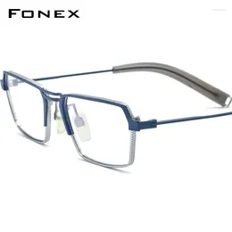 Sunglasses Frames FONEX Pure Titanium Glasses Frame Men Retro Vintage Prescription Square Eyeglasses Myopia Optical Eyewear DTX105