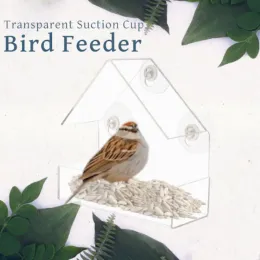 Feeding 16x16 Transparent Acrylic Bird Feeder Display Window Adsorption Bird Suction Cup Plastic Plate House Home Garden Decor Supplies