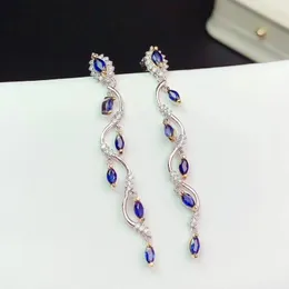Серьги-подвески CoLife Jewelry Натуральный Синий Сапфир Капля 2,5 мм 5 мм Серебро 925 пробы огранки «маркиз»
