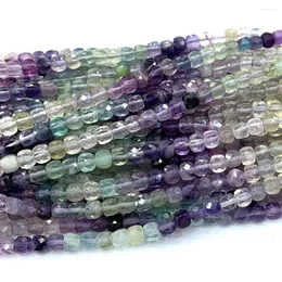 Loose Gemstones Veemake Fluorite Natural Necklace Bracelets Earrings Ring DIY Faceted Irregular Cube Small Beads For Jewelry Making