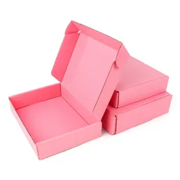 Confezione regalo rosa da 5 pezzi e 10 pezzi, in cartone ondulato, per abbigliamento, imballaggio per il trasporto generale, piccola scatola 240226