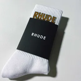 Rhude socks Simple Letter High Quality Cotton European American Street Trend Socks Men and Women Socks Warm and comfortable needle socks Rhude Couple InTube So 02B0