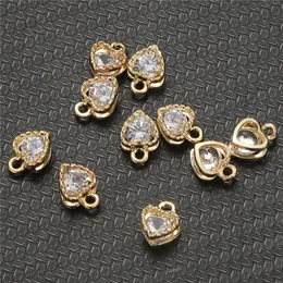 10PCS Lots Shining Small Zircon Pendants Charms Heart Crystal Charms for Jewelry DIY Making Accessories2710