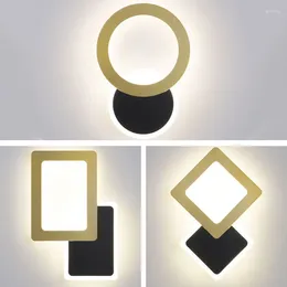 Настенный светильник в скандинавском стиле, минималистичный, круглый, квадратный, прямоугольный, акриловый, из кованого железа, геометрической формы, освещение, светодиодный для спальни, гостиной, кабинета