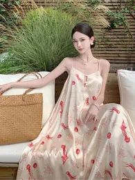 Casual Dresses Holiday Style Sling Dress For Women Stylish Print Jellyfish Vacation Summer Ladies Sundress Simple Loose Long 2024