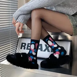 Kadınlar SOCKS Orta tüp pamuklu kravat boya noktaları desen gradyan renk moda gündelik sporlar nefes alabilen kişilik çift