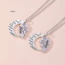 Creative Fashionable Mother's Day Necklace with Moon Shaped Heart-shaped Alloy Splicing Two-piece Set for Mother and Daughter Pendants