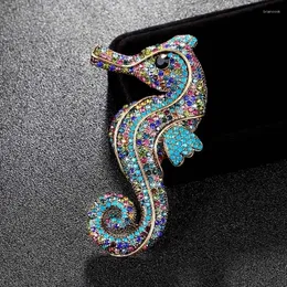 Brooches Zlxgirl Big Size Austrian Crystal Seahorse Animal Pins Anniversary Jewelry Metal Alloy Men's Fashion Hijab Accessory