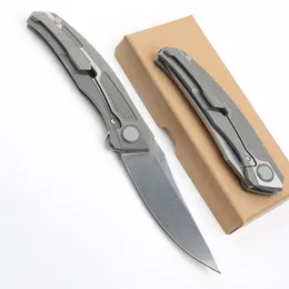 Specialerbjudande A2296 High End Flipper Folding Knife M390 Stone Wash Straight Point Blade CNC TC4 Titaniumlegering Handel Bollbärare EDC Pocket Pocket Knives