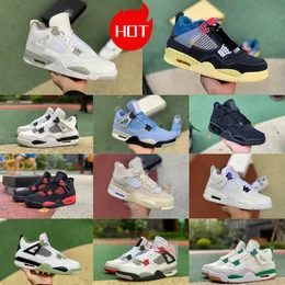 Eğitmenler Pine Green 4 4S Basketbol Ayakkabı Jumpmans Erkek Kadınlar Askeri Kara Kedi Krem Yelken Mavi Beyaz Oreo Serin Gri Menekşe Cevher Retros Kızılötesi Offs Noir Spor Sneakers V96