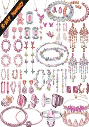 Pendant Necklaces Original Novelty 2023 Trend Sale Fashion Pink Charm Set Jewelry Edge Earrings Necklace Bracelet Ring Christmas Gift Women 2358912