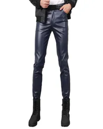 Men039s Pants TSINGYI Spring Summer Moto Skinny Elastic Faux Leather Black Gold White Thin PU Trousers Brand Clothing 2210133830804