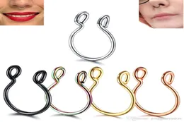 50PC Steel 20G Dainty Faux Nose Rings Fake Septum Rings Hoop Nostril Piercing Fake Clip on Nose Rings Oreja Piercings Jewelry6201218