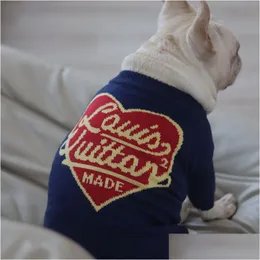Köpek Giyim Sonbahar Kış Sıcak Giysiler Tasarımcı Sweater Schnauzer Fransız Bldog Teddy Küçük Orta Lüks Cat Sweatshirt Pet Drop Deli Dhxwo