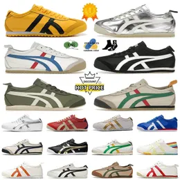 Tiger Meksika 66 Kaplanlar Sıradan Ayakkabı Faturaları Tasarımcı Ayakkabı Onitsukass Canvas Serisi Meksika 66 Erkek Kadın Slip-On Gümüş Açık Açık Sabors Trainers Spor Boyutu 36-44