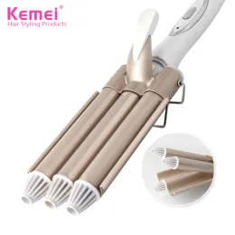 Irons Kemei Professional Hair Curler Electric Curling Iron Wave Hair Styling Ceramic Straightener Barrel Perm Rollers Hairstyles Tools