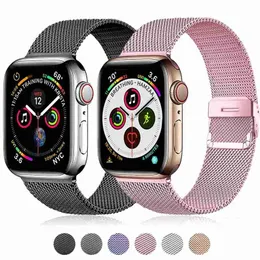 Designer Milanese Loop Strap for Apple Watch Ultra 49mm Series 8 7 SE 6 5 4 3 Rostfritt stål Strap Magnetic Justerable Buckle With Adapter IWATCH 41mm 45mm 40mm 44mm 38m