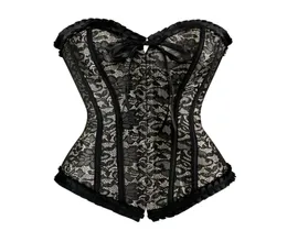 Sexig satin blommig gotisk snörning upp benad överbustkorsett bustier midja tränare plus size s6xl med g string9701013