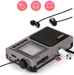 Spelare 2022 NYTT PORTABLE RETRO FULL BAND 64108MHZ FM AM SW Radio Recorder Mp3 Player Analog Radio USB AUX TF Outdoor Speaker