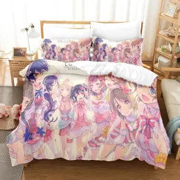 Set Anime Love Live!School Idol Festival Bettwäsche Set Jungen Mädchen Zwilling Queen Size Duvet Cover Kissenbezug Bett Kinder Erwachsene Vorhänge