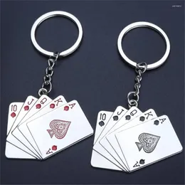 Chaveiros Poker Jogando Cartões Chaveiro Metal Polido Chaveiro Chaveiro Chaveiro Saco Pingente Liga de Zinco Jóias Viagem Lembrança Presente