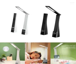 Bordslampor LED -skrivbordslampa med väckarklocka Bluetooth -högtalare Stepless Dimning USB -laddning Nattljus EyeProtection Reading2066407