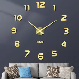 Watches 2023 Modern Design Large Wall Clock 3d Diy Quartz Clocks Fashion Watches Acrylic Mirror Stickers Living Room Home Decor Horloge