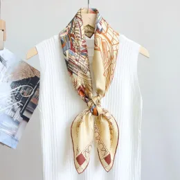 Natural Mulberry Scarf Silk Rollerd 90 Bandanas Square Spring Summer Foulard Femme Rolling Head Hair Bag Scarves 90cm