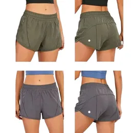 LL Women Yoga Outfits Short Foded Running Shorts With Zipper Pocket Gym Ladies Casual Sportswear For Girls Praining Fiess 0160